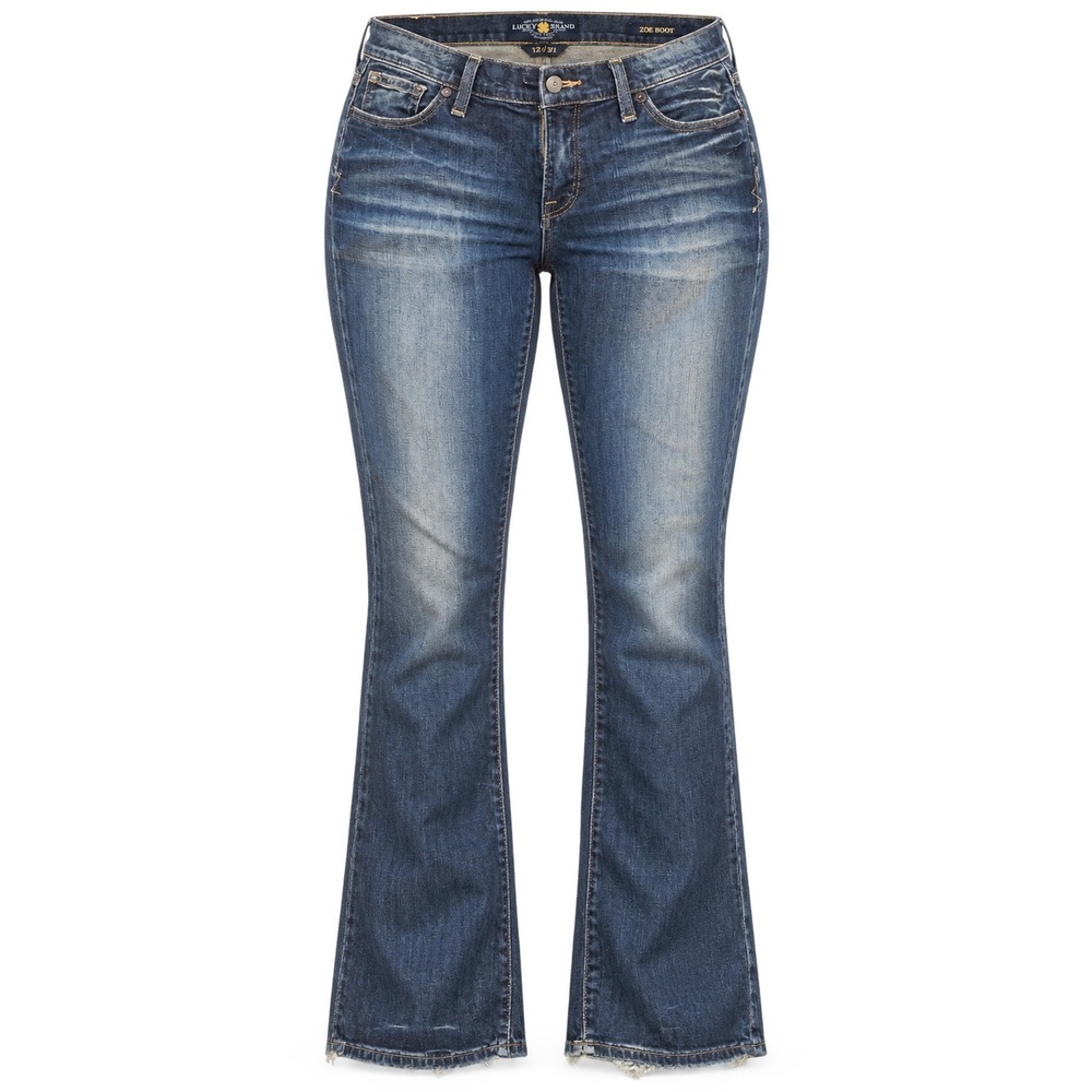 Lucky Brand Zoe Boot Women's Jeans Size 12/31 Bootcut Distressed Hem Dark Wash